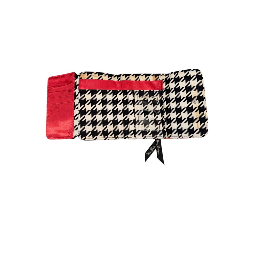 Vera Bradley Bittersweet Quilted Trifold Wallet Red Orange Houndstooth Interior - Picture 5 of 5